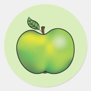 Sticker Rond Illustration de fruits de pomme de dessin vert
