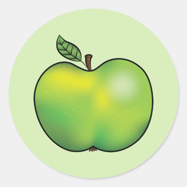 Sticker Rond Illustration de fruits de pomme de dessin vert (Devant)