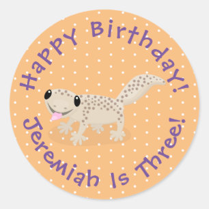 Sticker Rond Illustration de gecko tan tan mignon