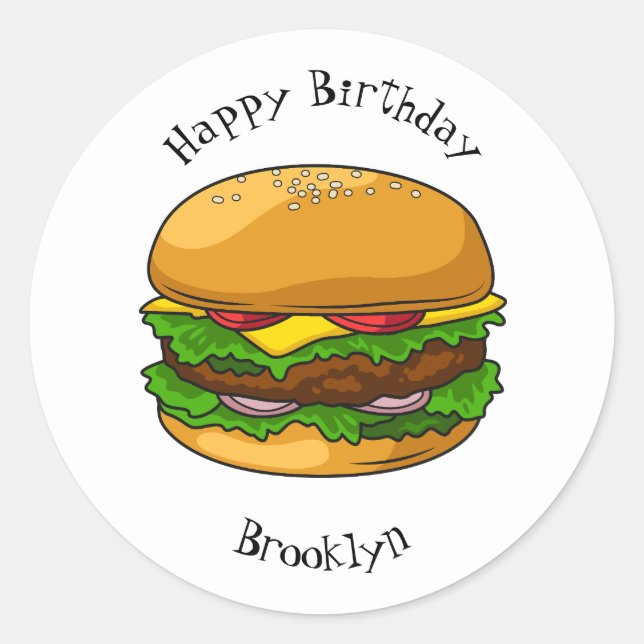 Sticker Rond Illustration de Hamburger (Devant)