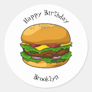 Sticker Rond Illustration de Hamburger