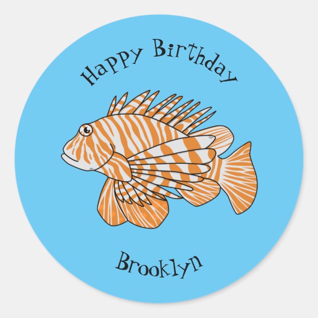 Sticker Rond Illustration de Happy lionfish (Devant)