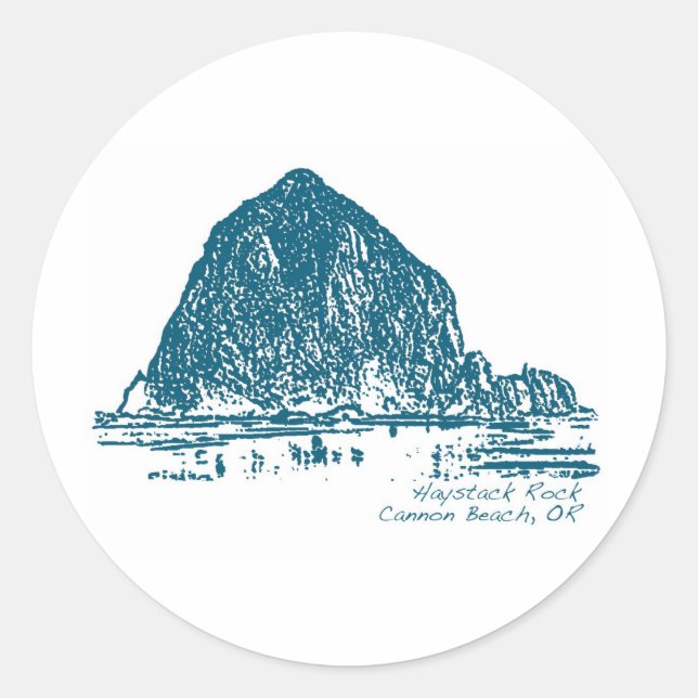 Sticker Rond Illustration de Haystack Rock (Devant)