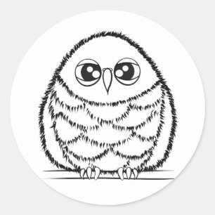 Sticker Rond Illustration de hibou noir et blanc