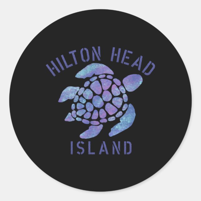 Sticker Rond Illustration de Hilton Head Island Sc Beach (Devant)