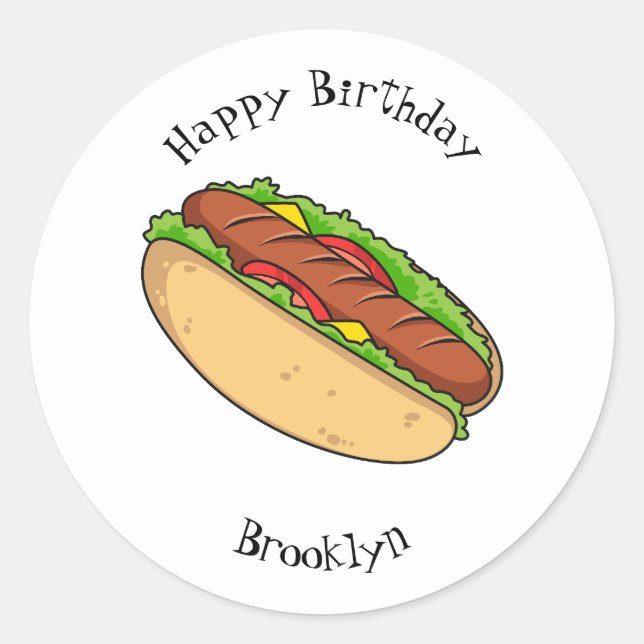 Sticker Rond Illustration de Hot dog (Devant)