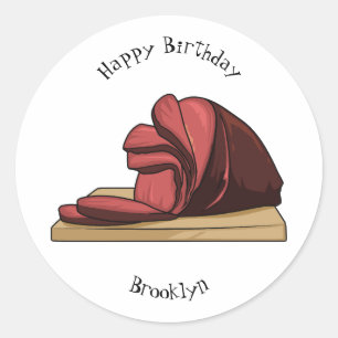 Sticker Rond Illustration de jambon