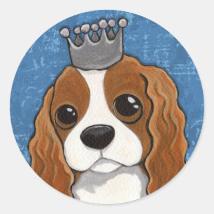 Sticker Rond Illustration de King Charles Spaniel Dog