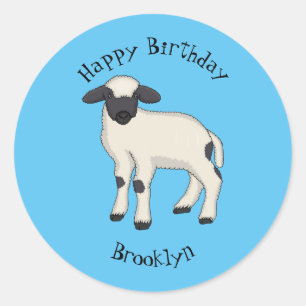 Sticker Rond Illustration de la caricature de mouton Valais Bla