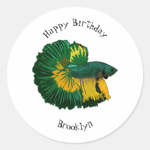 Sticker Rond Illustration de la caricature de poisson de combat