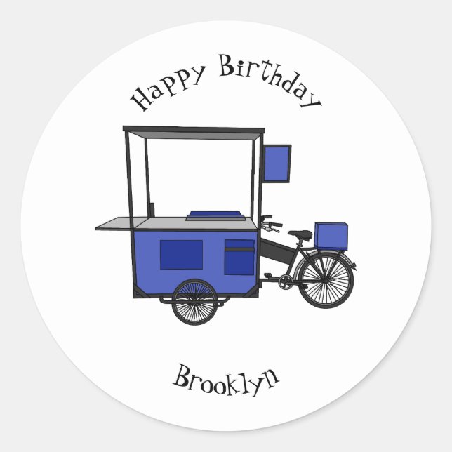 Sticker Rond Illustration de la charrette alimentaire (Devant)