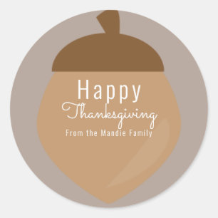 Sticker Rond Illustration de la chute de Thanksgiving Acorn