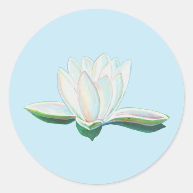 Sticker Rond Illustration de la fleur de lotus blanc (Devant)