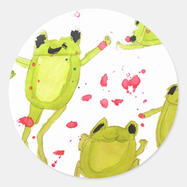 Sticker Rond Illustration de la grenouille mûre (Devant)