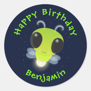 Sticker Rond Illustration de la luciole vert mou