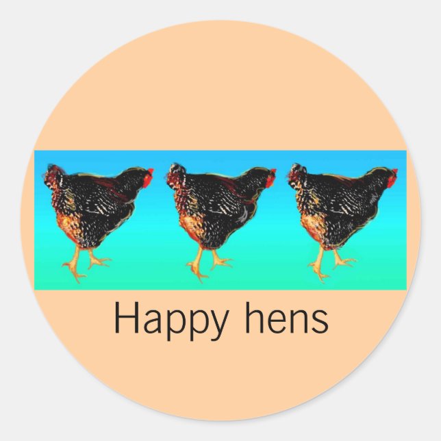 Sticker Rond Illustration de la parade de poules de roche-barré (Devant)