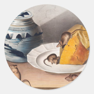 Sticker Rond Illustration de la souris (Mus-musculus)