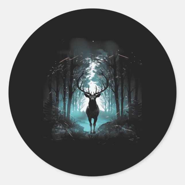 Sticker Rond Illustration de l'animal sauvage du cerf forestier (Devant)