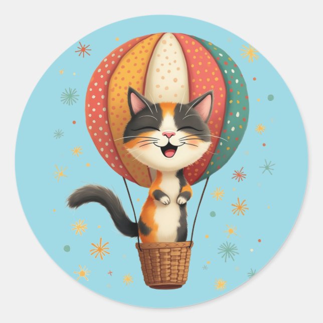 Sticker Rond Illustration de l'aventure de Calico Cat (Devant)