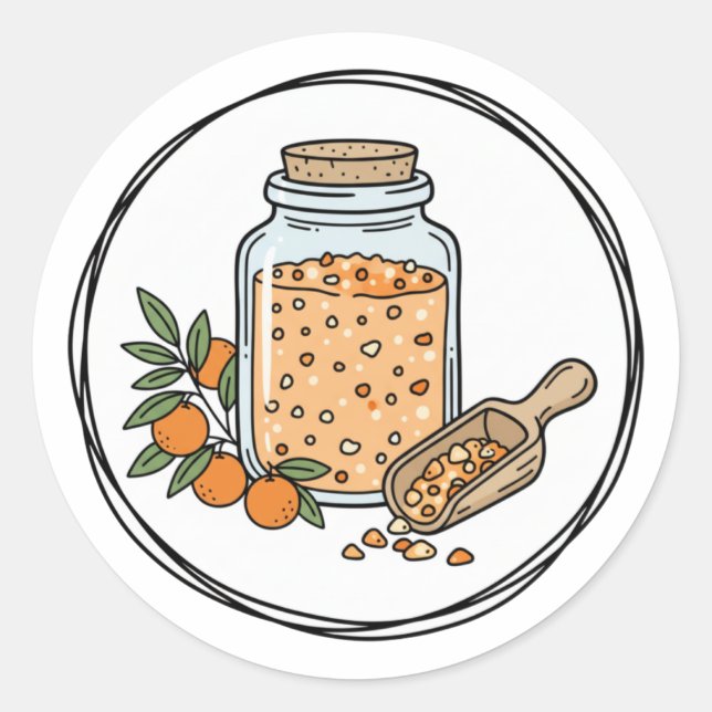 Sticker Rond Illustration de l'étiquette de bain moussant aux a (Devant)