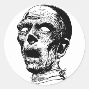 Sticker Rond Illustration de l'horreur déplaisante Mummy Zombie