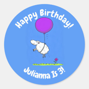 Sticker Rond Illustration de l'humour en ballons de mouton mign
