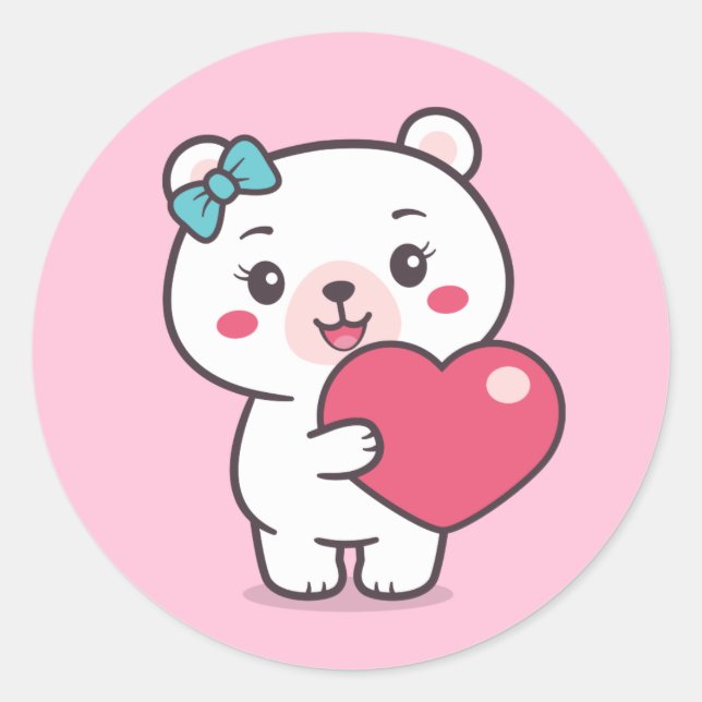 Sticker Rond Illustration de l'ours en peluche (Devant)