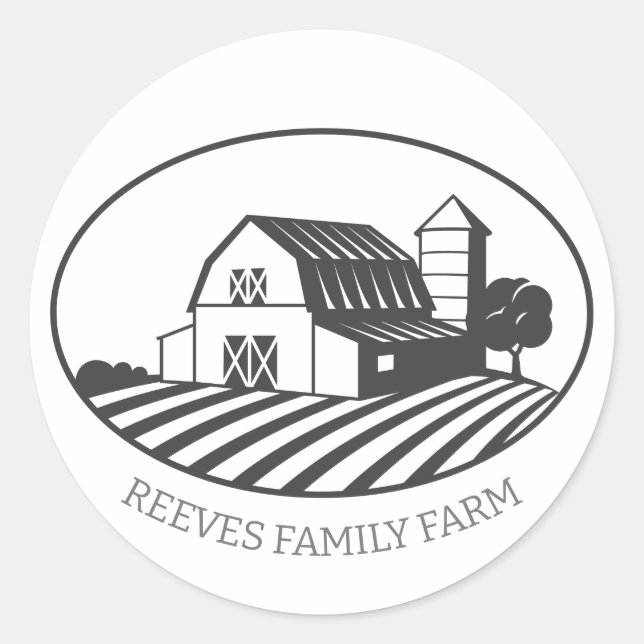 Sticker Rond Illustration de maison de ferme à la campagne - Au (Devant)