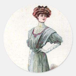 Sticker Rond Illustration de mode féminine vintage 1907