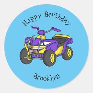 Sticker Rond Illustration de moto Purple Quad