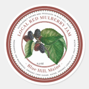 Sticker Rond Illustration de mûre vintage Embouteillage de bord