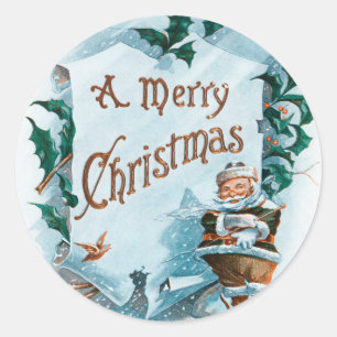 Sticker Rond Illustration de Noël Clause Holiday