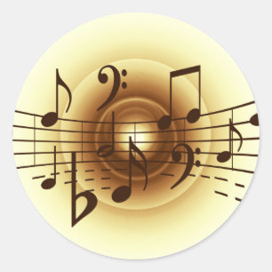 Sticker Rond Illustration de notes musicales