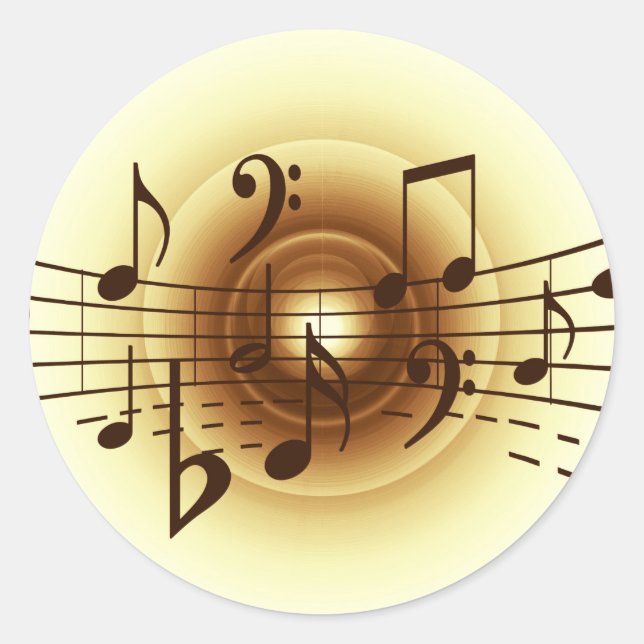 Sticker Rond Illustration de notes musicales (Devant)