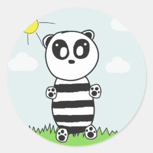 Sticker Rond Illustration de Panda Mignon