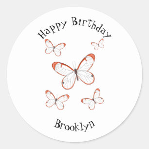 Sticker Rond Illustration de papillon en verre
