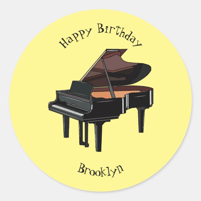 Sticker Rond Illustration de piano (Devant)