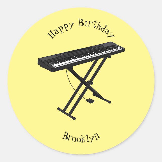 Sticker Rond Illustration de piano clavier (Devant)