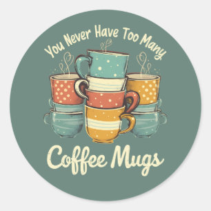 Sticker Rond Illustration de pile de tasses à café rétro