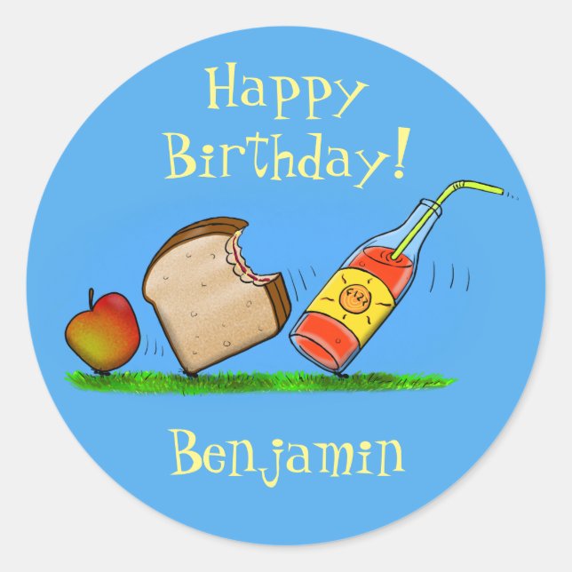 Sticker Rond Illustration de pique-nique fourmis drôle (Devant)