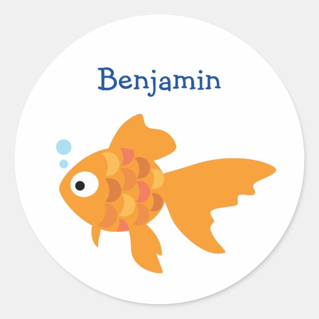 Sticker Rond Illustration de poisson d'or convivial (Devant)