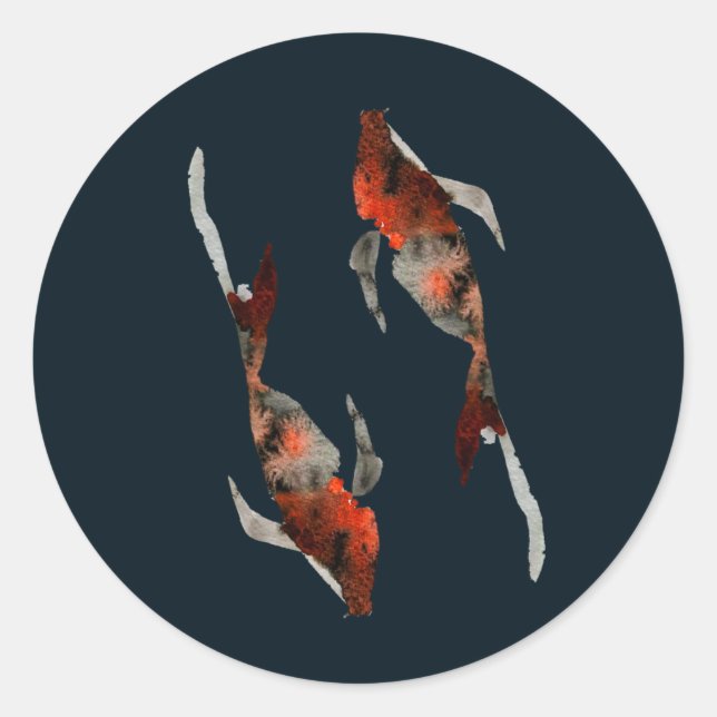 Sticker Rond Illustration de poisson koi aquarelle (Devant)