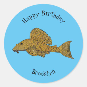 Sticker Rond Illustration de poisson Pleco