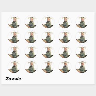 Sticker Rond Illustration de portrait personnalisé