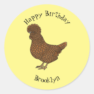 Sticker Rond Illustration de poulet à la polis chamois