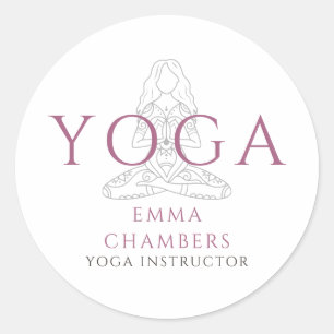 Sticker Rond Illustration de professeur de yoga minimaliste en