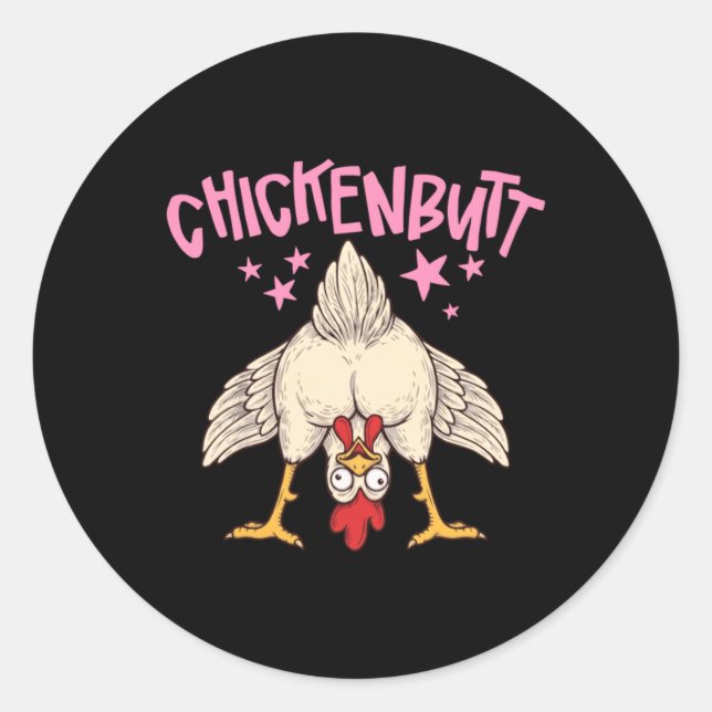 Sticker Rond Illustration de Quel Croupion de Poulet (Devant)