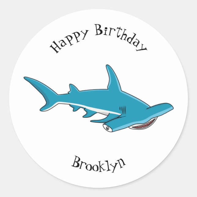 Sticker Rond Illustration de requin marteau (Devant)