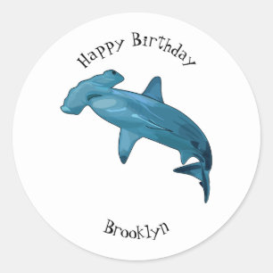 Sticker Rond Illustration de requin marteau