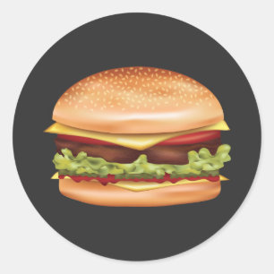 Sticker Rond Illustration de restauration rapide de hamburger